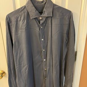 Herno Men’s Button Down Shirt, 17 / 43, Navy